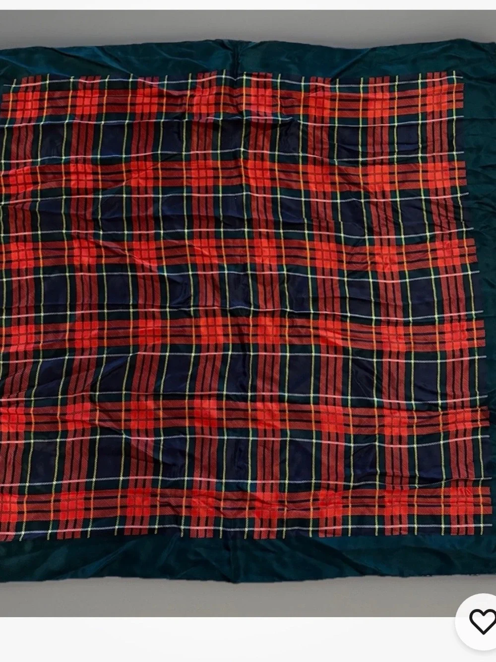 Vintage 70’s Silk Tartan Plaid Scarf Royal Stewart Red Blue Green 28”x30” Preppy